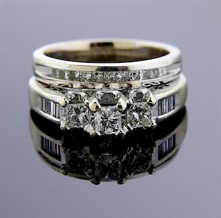 14k Gold Diamond Engagement Bridal Ring Set