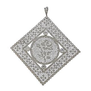 Platinum 4.40ctw Diamond Crochet Pendant