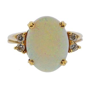 18k Gold Diamond Opal Ring 