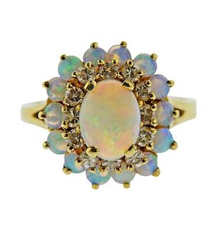 14k Gold Opal Diamond Ring