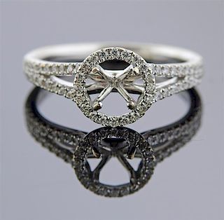 14k Gold Diamond Halo Engagement Ring Setting 