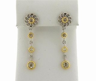 Buccellati 18K Gold Rose Cut Diamond Drop Earrings