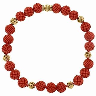 Adria de Haume Coral 18k Gold Necklace