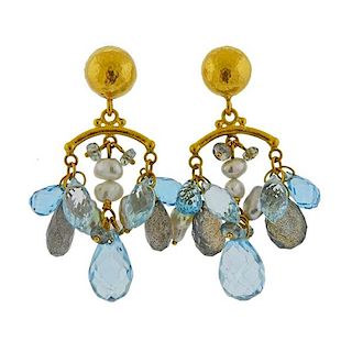 Gurhan Confetti 24k Gold Gemstone Pearl Earrings