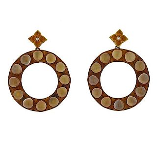 Antonio Bernardo Gold Moonstone Diamond Circle Earrings