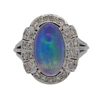3.18ct Opal Diamond Platinum Ring