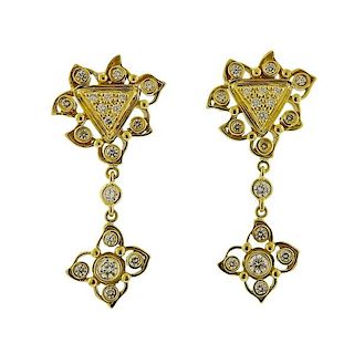 Doris Panos Double Desire 18k Gold Diamond Drop Earrings
