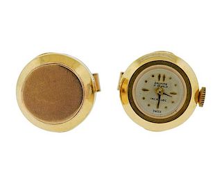 Daumier 14k Gold Mid Century Cufflinks Watch 