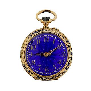 Antique 14k Gold Enamel Pocket Watch