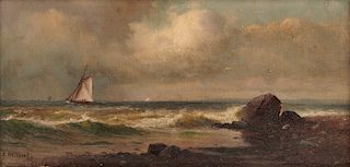 LEMUEL D. ELDRED, (American, 1848-1921), Sailboat off the Coast, 1875
