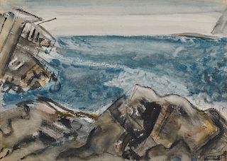 JOHN MARIN, (American, 1870-1953), Sea Movement, Maine, 1937
