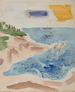 JOHN MARIN, (American, 1870-1953), Sea and Rocks, Small Point, Maine, 1917