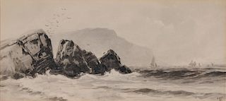 ALFRED THOMPSON BRICHER, (American, 1837-1908), Coastal Scene with Gulls