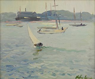 HAYLEY LEVER, (American, 1876-1958), Boats in the Bay, Marblehead, Massachusetts
