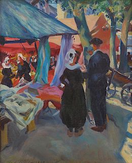 AIDEN LASSELL RIPLEY, (American, 1896-1969), Market Scene, 1920