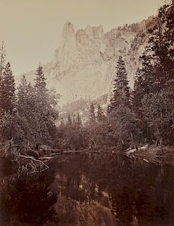 CARLETON WATKINS, (American, 1829-1916), Sentinel Rock, View up Yosemite Valley