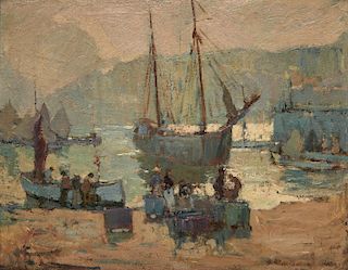 JOHN ANTHONY PARK, (British, 1880-1962), St. Ives Harbor, 1910