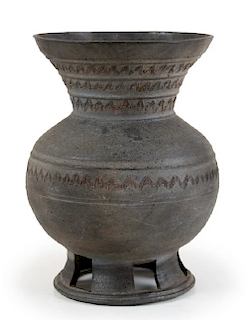 Incised Korean Stoneware Jar, Silla Dynasty