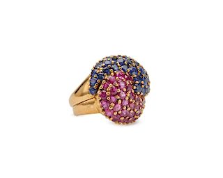 J.E. CALDWELL & CO. 18K Gold, Sapphire, and Ruby Puzzle Ring