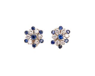 VAN CLEEF & ARPELS 18K Gold, Sapphire, and Diamond Earrings
