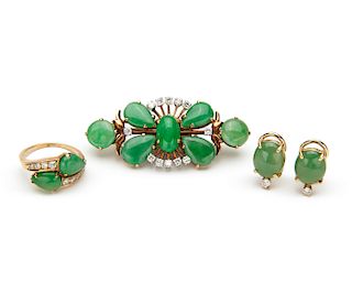 Collection of Gold, Jadeite, and Diamond Jewelry