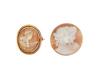 Two Carved Shell Cameos