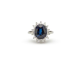 TIFFANY & CO. Platinum, Sapphire, and Diamond Ring