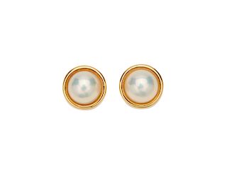 SEAMAN SCHEPPS 18K Gold and Mabe Pearl Earclips