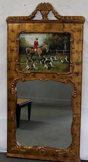 Vintage Giltwood Trumeau Mirror .