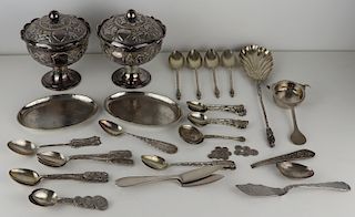 SILVER. Assorted Asian Silver Hollow Ware and