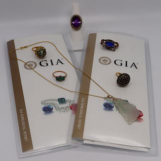 JEWELRY. Assorted Gold Jewelry Grouping with GIA