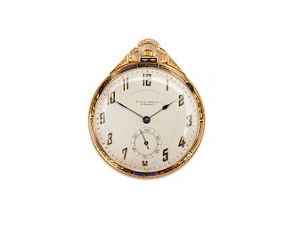 18K Gold and Enamel Open Face Pocketwatch