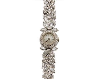 JAEGER LECOULTRE Platinum and Diamond Wristwatch