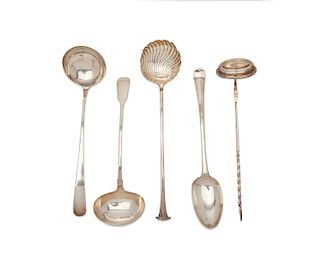 Five Georgian Silver Serving Spoons