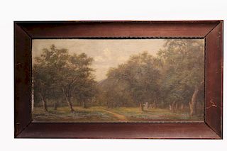 19th C. American School Wooded Landscape Painting