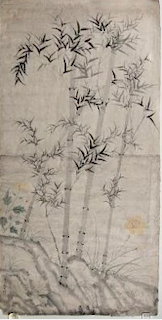Very Large Japanese Literati Scroll of Bamboo, 18th Century