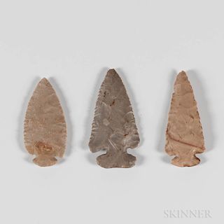 Three Prehistoric Flint Ridge Dovetail Points
