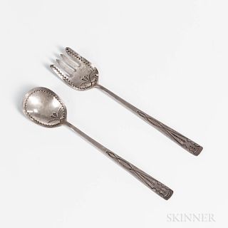 Navajo Silver Salad Fork and Spoon
