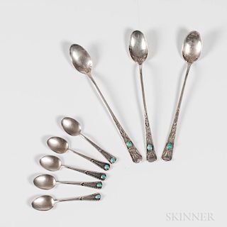 Eight Navajo Silver Spoons