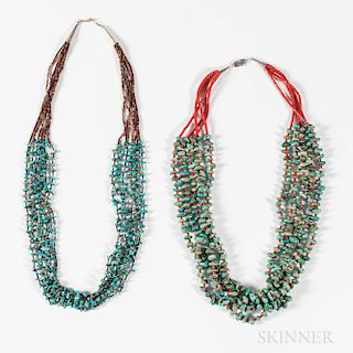Two Southwest Coral and Turquoise Necklaces
