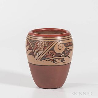 Contemporary Santa Clara Polychrome Pottery Jar
