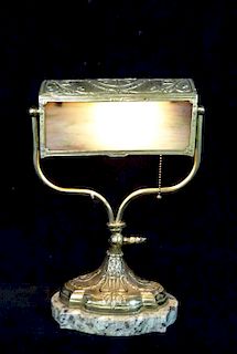 DESK LAMP WITH SLAG GLASS