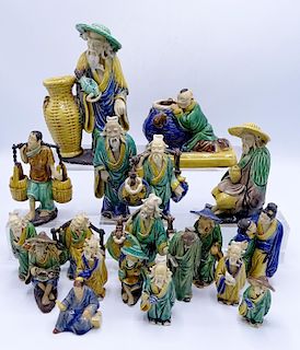 LARGE LOT CHINESE MUD FIGURES