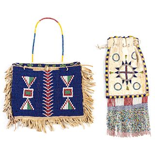 Sioux and Apache Beaded Hide Bags