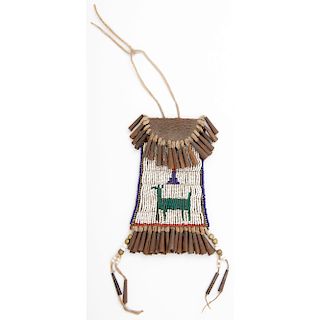 Southern Plains Beaded Strike-a-Light Bag, with Cross and Deer