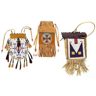 Collection of Northern Plains Beaded Hide Pouches