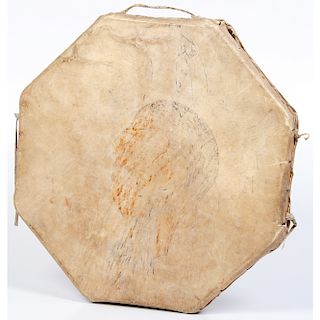 Painted Hide Drum and Rawhide Hobble, From a Midwest Collection