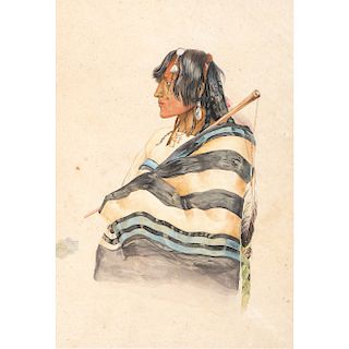 After Karl Bodmer (French-Swiss, 0809-1893) Watercolors on Paper: AMENDED DESCRIPTION