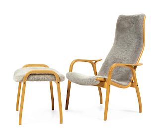 Yngve Ekstrom
(Swedish, 1913-1988)
Lamino Lounge Chair and Ottoman Swedese, Sweden