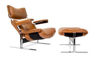 Saporiti
Italy, Mid 20th Century
Lounge Chair and Ottoman